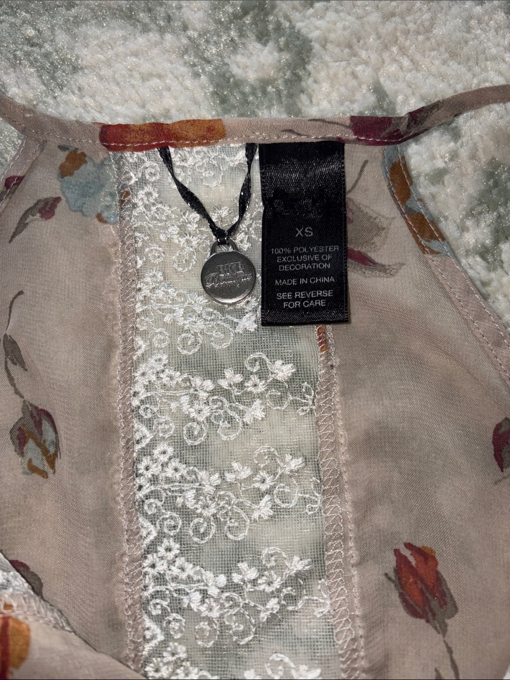 BKE Beige Floral Lace-Trim Halter Camisole - Picture 2 of 5